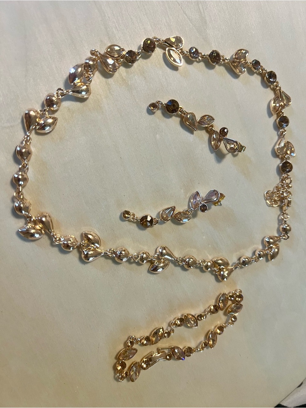 Gold Leaf Motif Necklace and Earrings Set - Women Jewelry